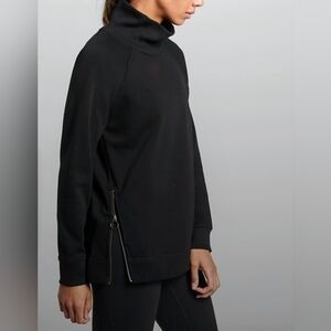 Athleta Cozy Karma Side Zip Funnel Neck Black Sweatshirt sz XL